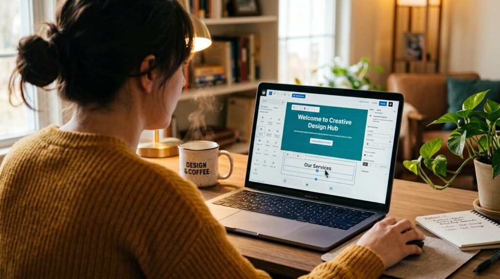 Building WordPress homepage with Kadence Theme and Kadence Blocks - visual editor with drag and drop