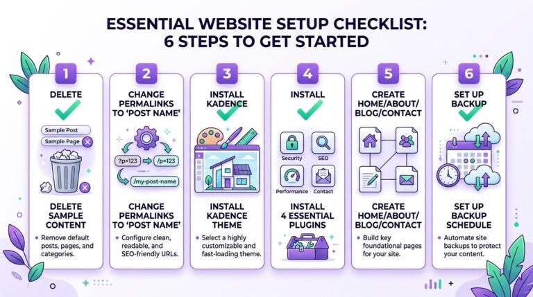 WordPress post-install checklist - permalinks, theme, plugins, first pages