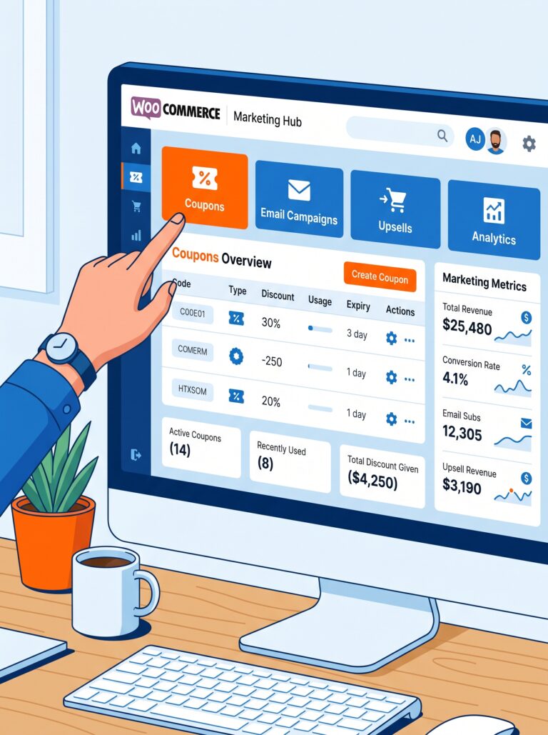 Marketing & Promotions – Coupons, Email Campaigns, Upsells & Recurring Revenue