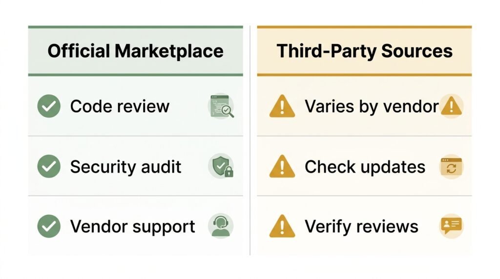 WooCommerce official marketplace vs third-party sources - quality, support and security comparison